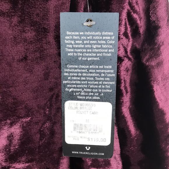 NWT True Religion Velvet Camisole Spaghetti Strap Tank Top V-Neck Merlot Medium - Picture 5 of 8